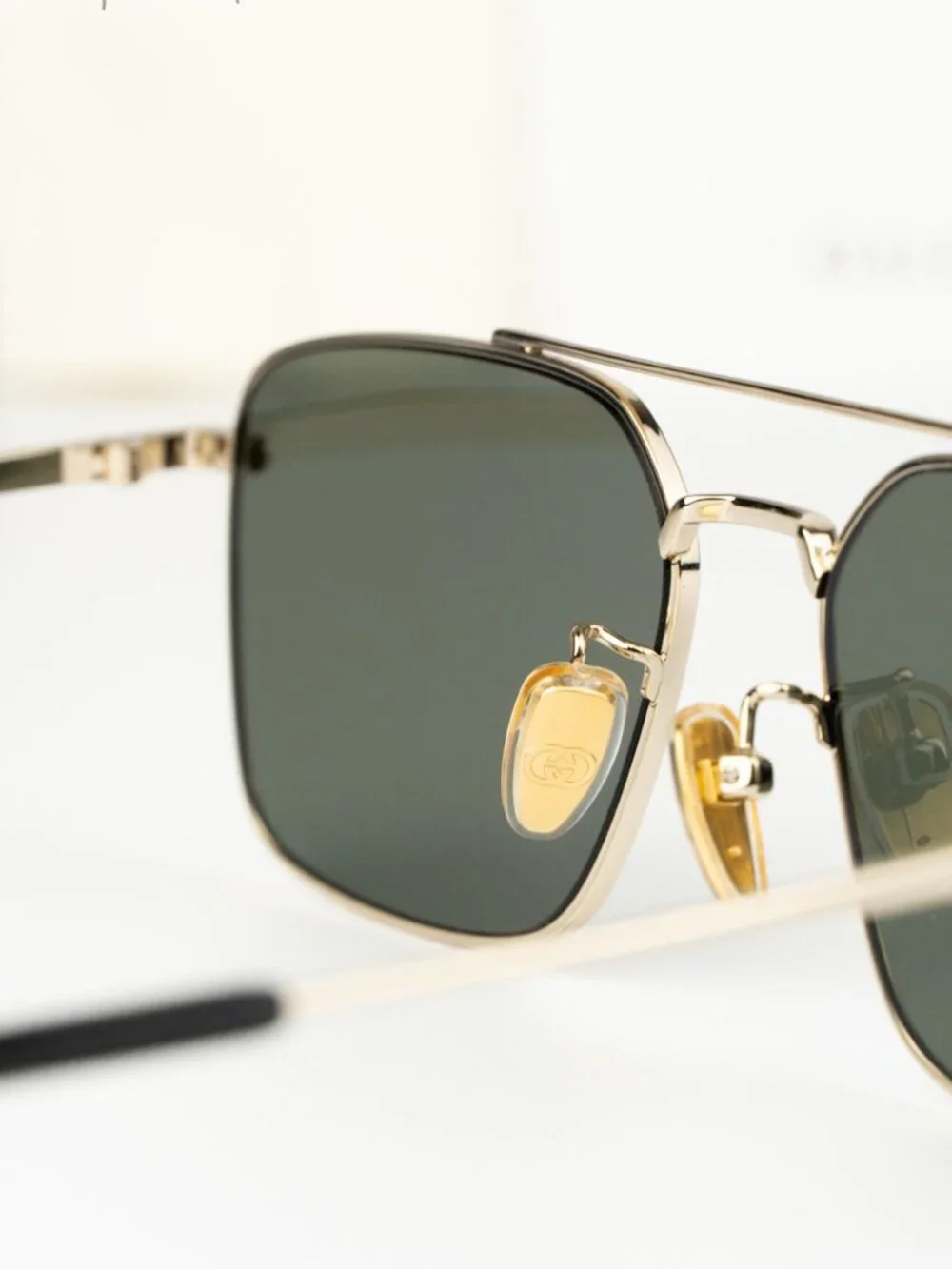 Gucci Men Sunglasses Gold Grey Rectangular GG1957SA 001 NEW AUTHENTIC